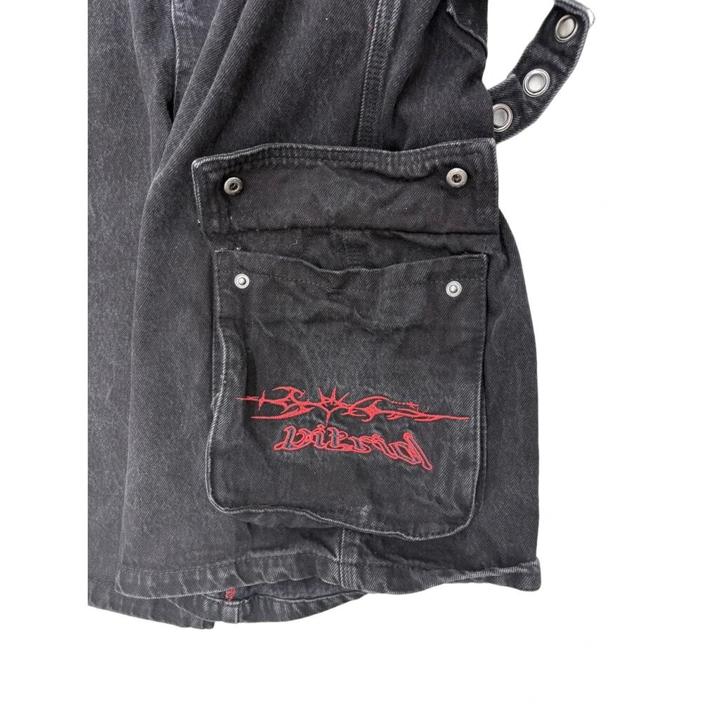 Vitriol Black Denim Cargo Shorts Grommet Straps - Picture 4 of 7